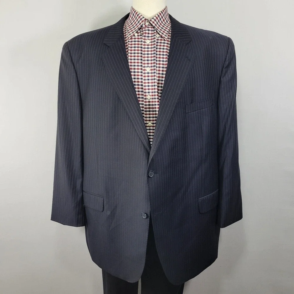 Daniel‎ Cremieux Men's Sport Coat Blazer Two Button Navy Striped Loro Piana 56L
